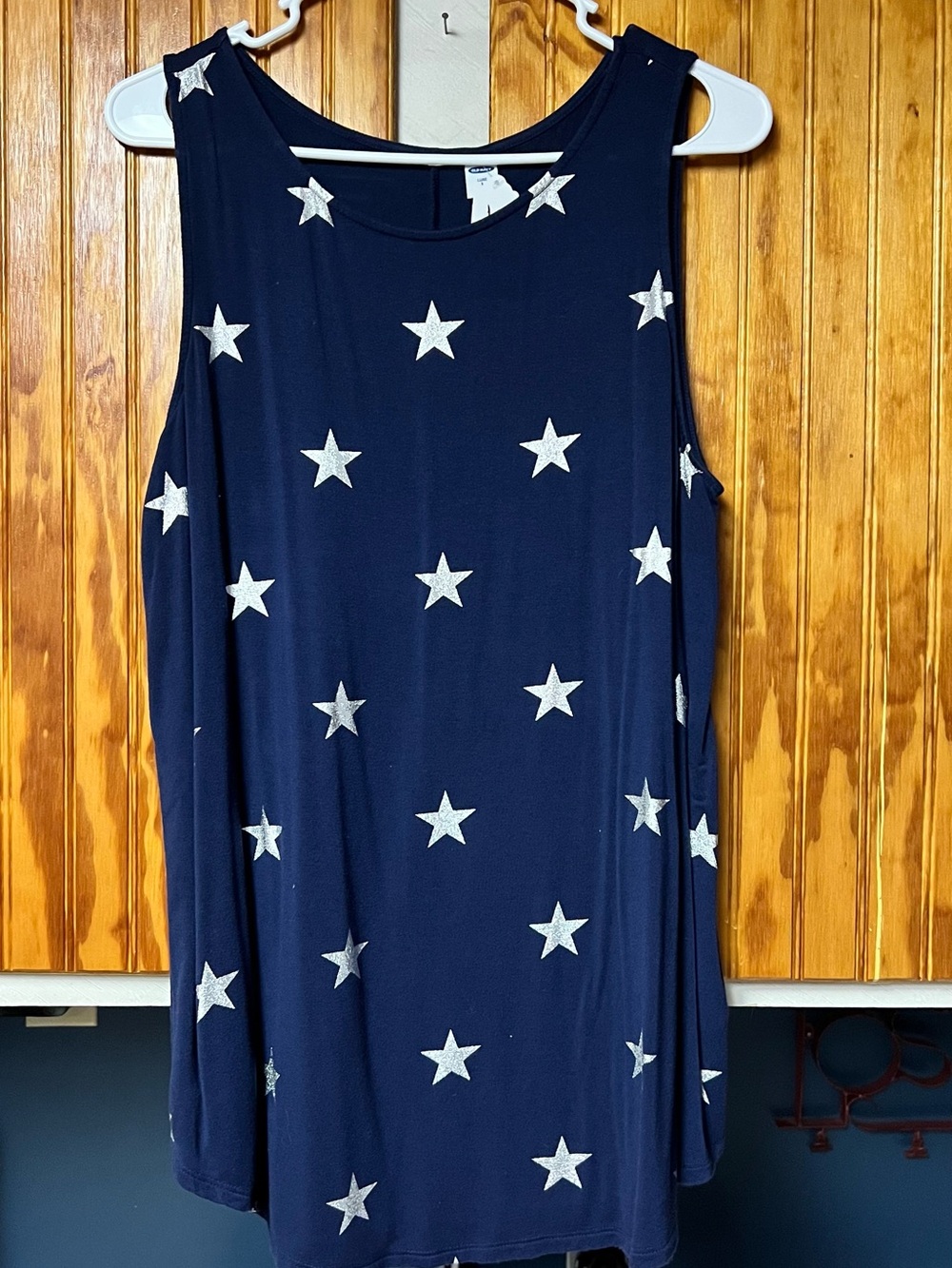 Old Navy Navy Tank Top with Silver Star Print size L